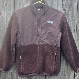 The North Face Jacket Girls L Denali Full Zip Fleece Windbreaker Brown Logo